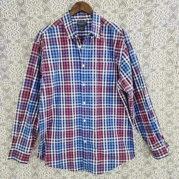 John bartlett button down long sleeve dress shirt men's L - Picture 1 of 5
